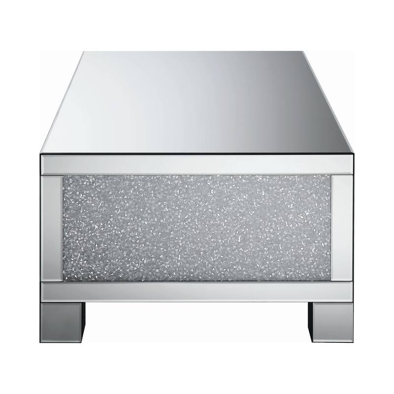 Contemporary Style Metal Coffee Table with Crystal Accents, Silver