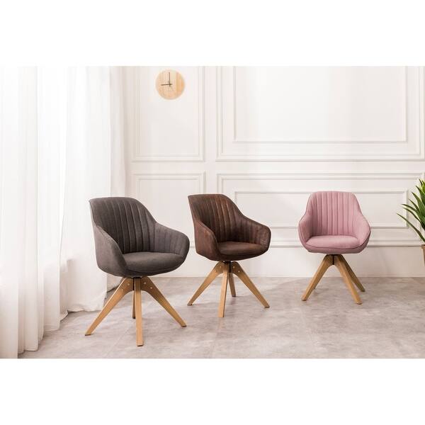 Shop Swivel Armchair With Fabric Vintage Style Line Design Sturdy Oak Wood Legs Overstock 30618377