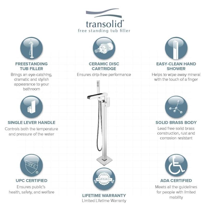 Transolid Roslyn Floor Mounted Tub Filler with Hand Shower - 5.9" x 8.65" x 35.23"