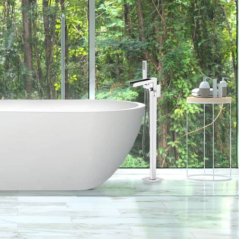 Transolid Roslyn Floor Mounted Tub Filler with Hand Shower - 5.9" x 8.65" x 35.23"