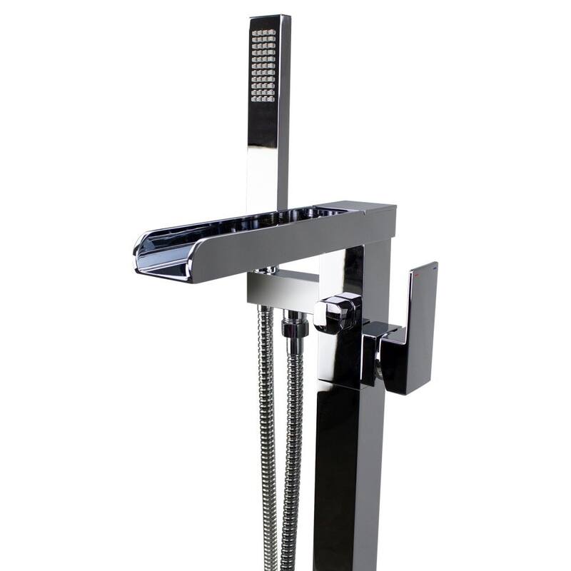 Transolid Roslyn Floor Mounted Tub Filler with Hand Shower - 5.9" x 8.65" x 35.23"