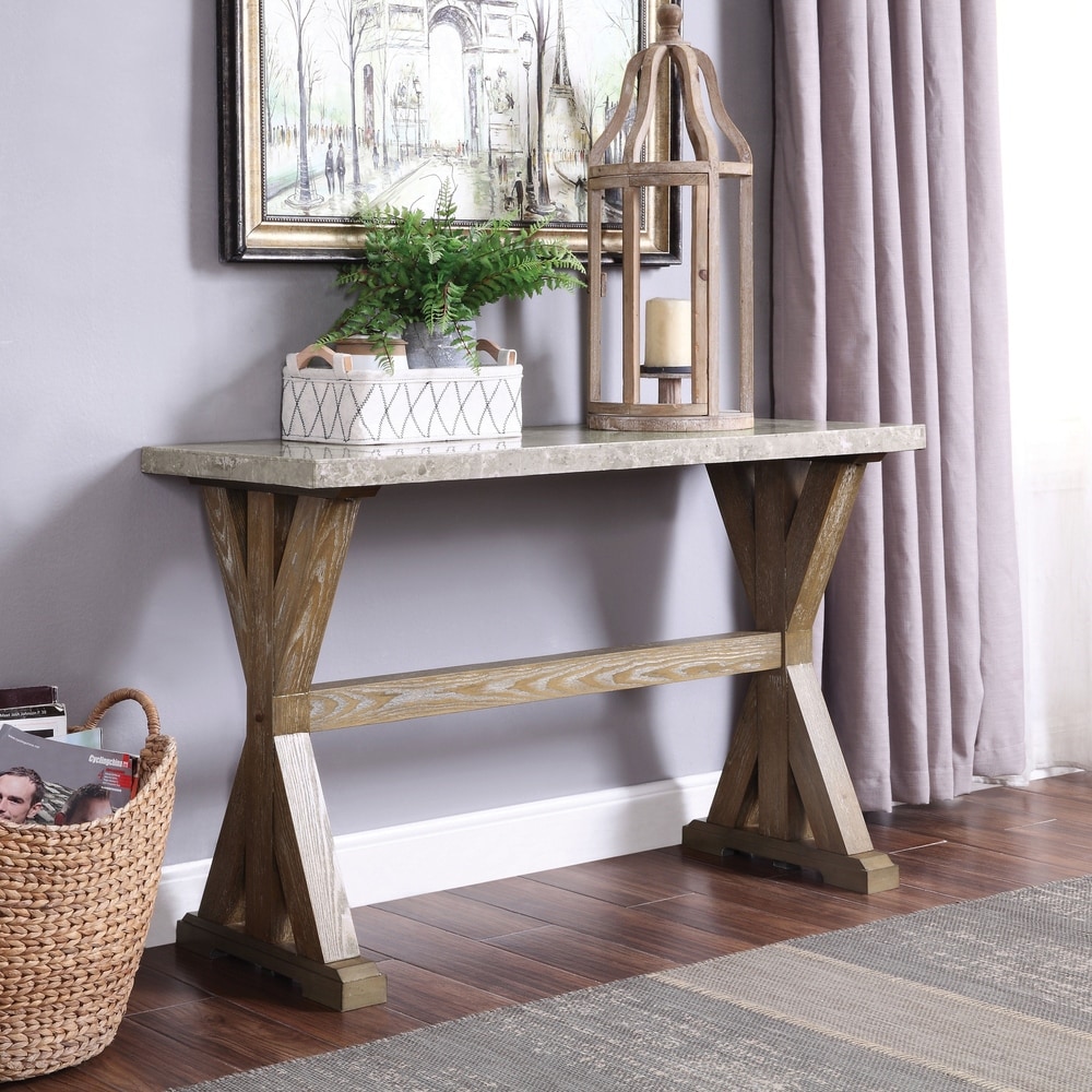 Furniture of America  Zen Transitional Natural Marble Top Sofa Table