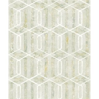 Overstock Alice, Geometric Wallpaper, 21 in x 33 ft = About 57.8 square feet (Light Green)