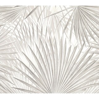Overstock William, Palms Wallpaper, 20.5 in x 33 ft = About 56.4 square feet (Light Grey)