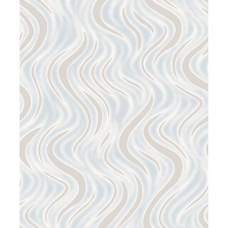 Overstock Mamie, Wave Wave Wallpaper, 21 in x 33 ft = About 57.8 square feet (Light Grey)