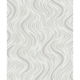 Overstock Mamie, Wave Wave Wallpaper, 21 in x 33 ft = About 57.8 square feet (Silver)