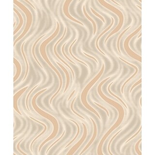 Overstock Mamie, Wave Wave Wallpaper, 21 in x 33 ft = About 57.8 square feet (Orange)