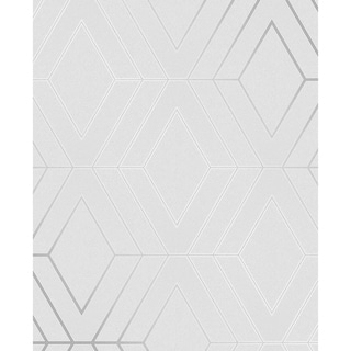 Overstock Reagan, Geometric Wallpaper, 20.5 in x 33 ft = About 56.4 square feet (Light Grey)