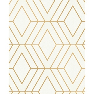 Overstock Reagan, Geometric Wallpaper, 20.5 in x 33 ft = About 56.4 square feet (Off-white)