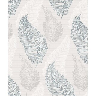 Overstock Christal, Leaf Wallpaper, 21 in x 33 ft = About 57.8 square feet (Light Grey)
