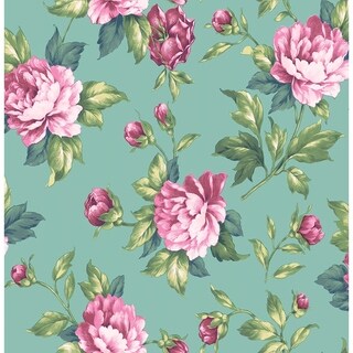 Overstock Birmingham, Floral Wallpaper, 20.5 in x 33 ft = About 56.4 square feet (Green)