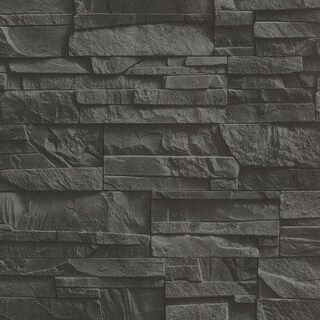 Overstock MacMillan, Stacked Slate Wallpaper, 20.5 in x 33 ft = About 56.4 square feet (Charcoal)