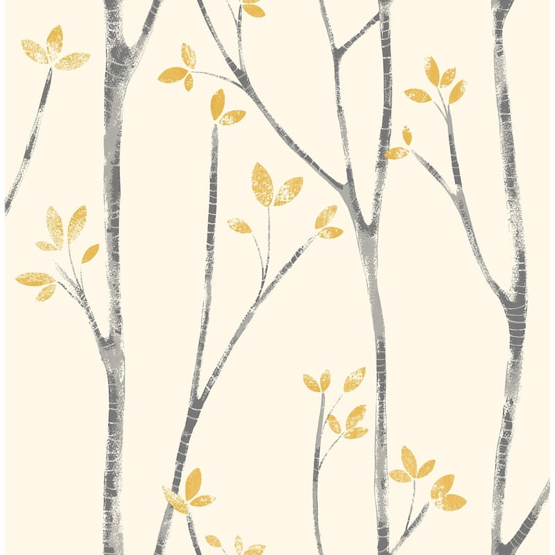 Trees McNair Scandi Tree Wallpaper 20.5 in x 33 ft = About 56.4 square feet - Mustard