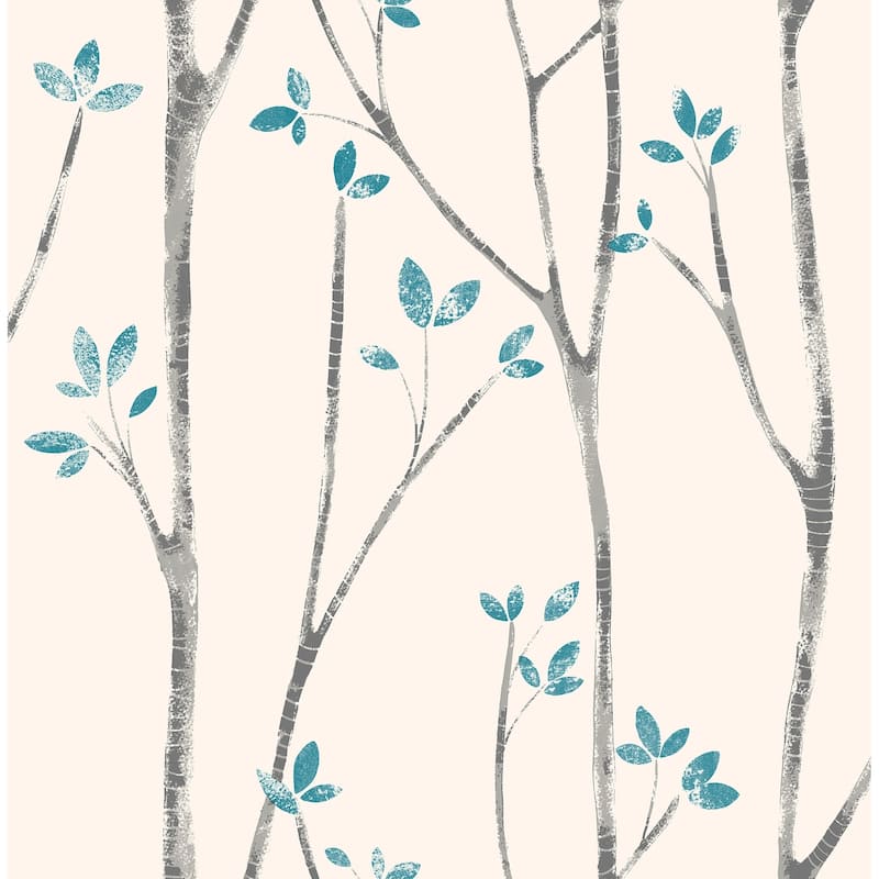 Trees McNair Scandi Tree Wallpaper 20.5 in x 33 ft = About 56.4 square feet - Blue