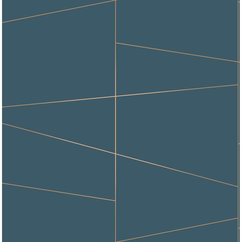 Geometrics Cuban Deco Fracture Wallpaper 20.5 in x 33 ft = About 56.4 square feet - Blue