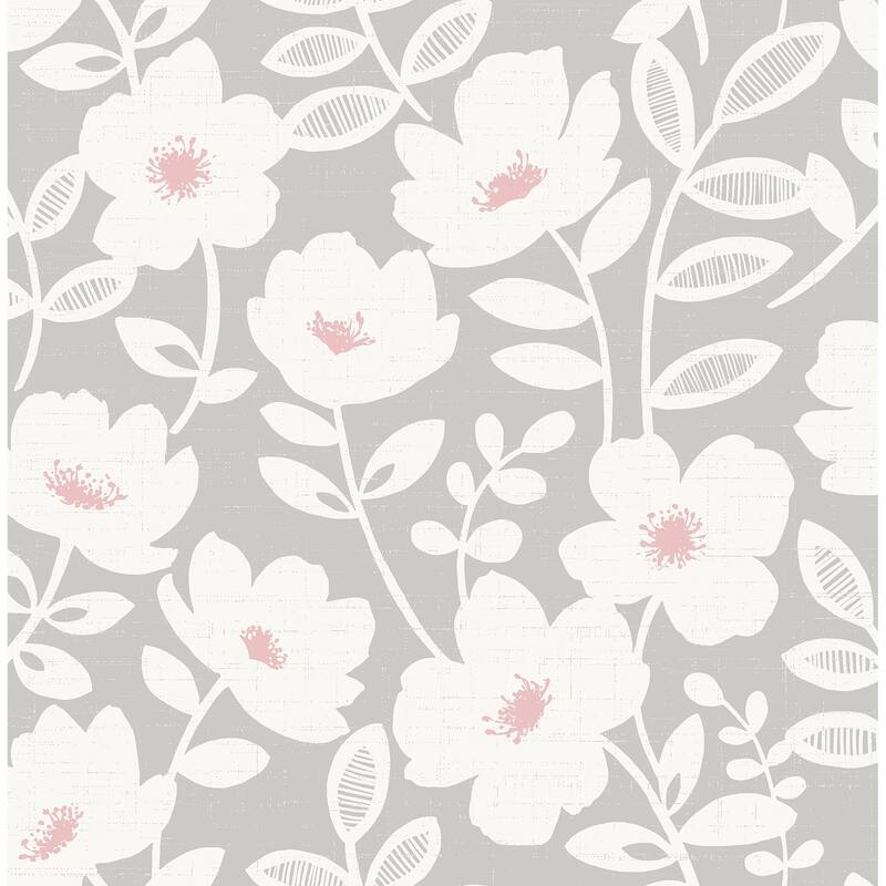Florals & Flowers Jacobs Scandi Flower Wallpaper 20.5 in x 33 ft = About 56.4 square feet - Pink