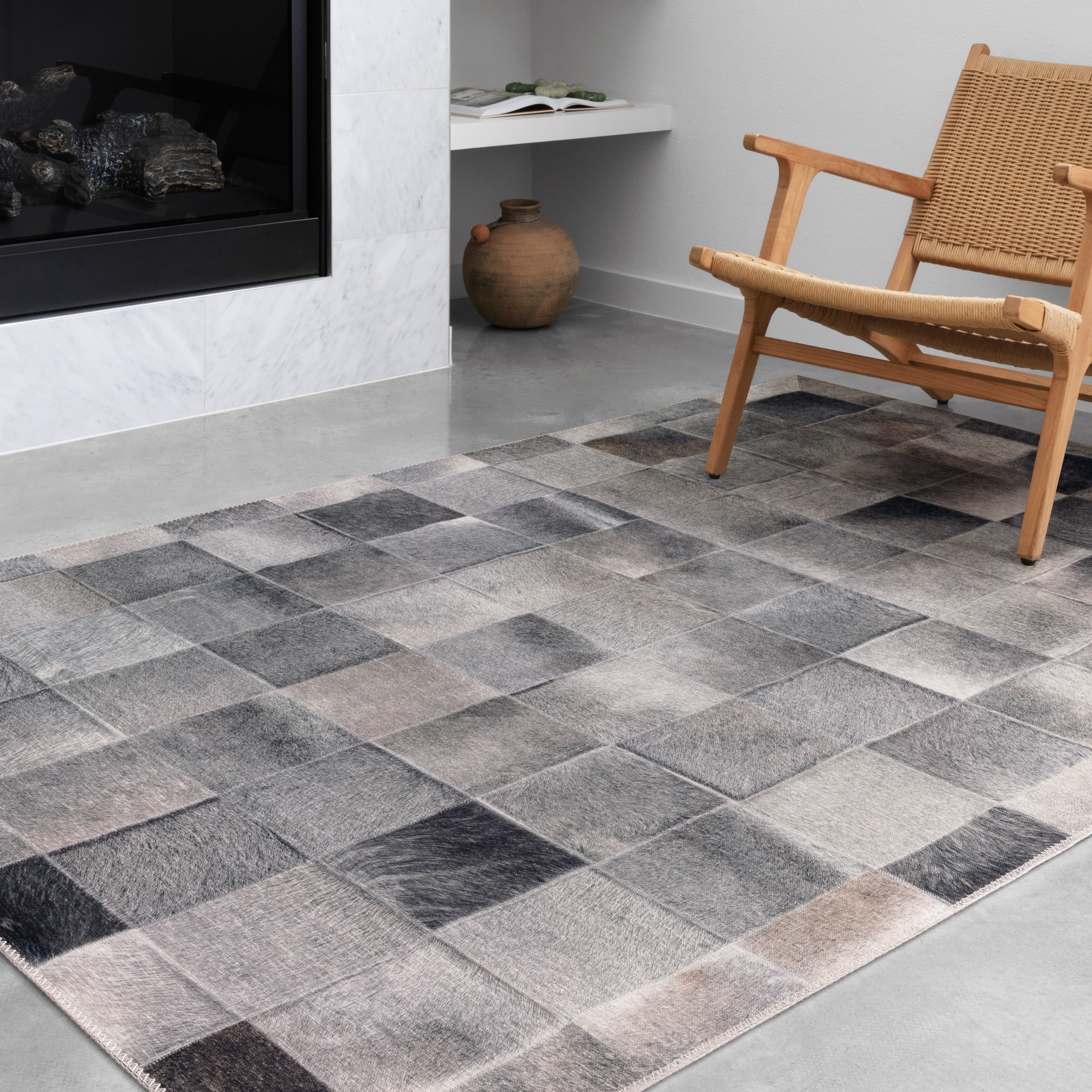 Clayton Modern Rustic Faux Cowhide Area Rug - On Sale - Bed Bath