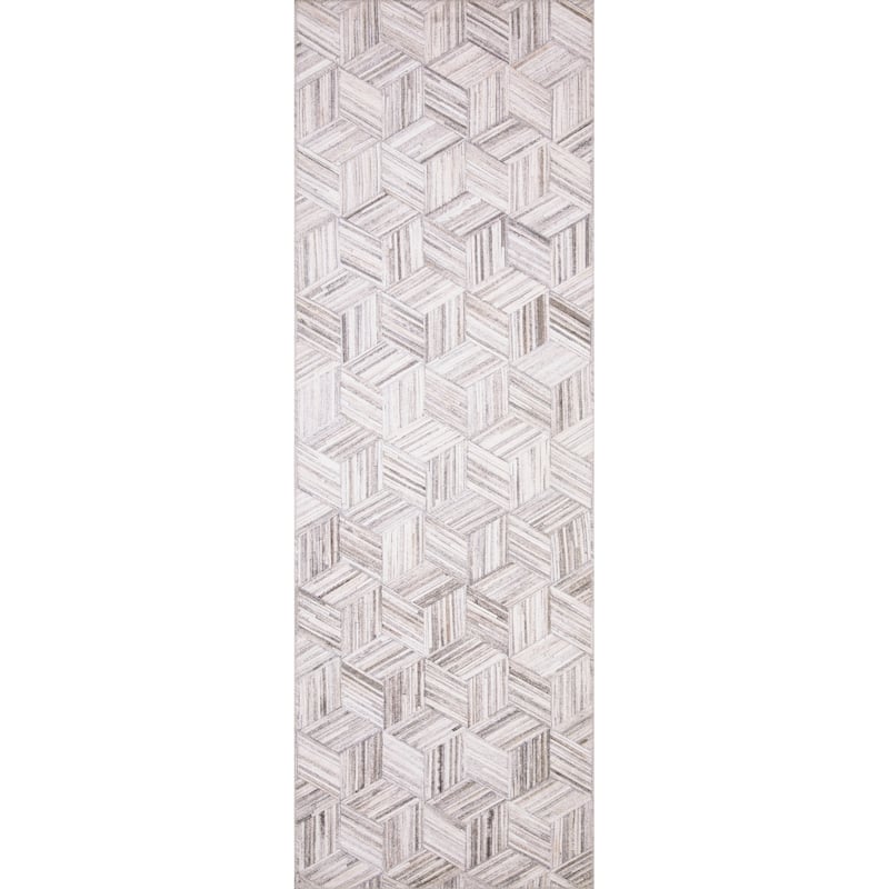 Alexander Home Davide Printed 3-D Geometric Faux Cowhide Area Rug