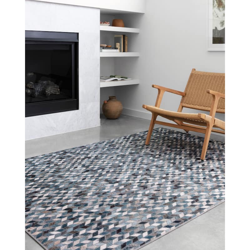 Alexander Home Davide Printed Geometric Faux Cowhide Area Rug