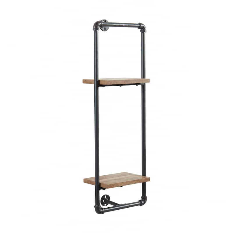 Romi Industrial Sand Black Metal Pipe Wall Shelf by Furniture of America - 11.75"W x 7.25"D x 32"H