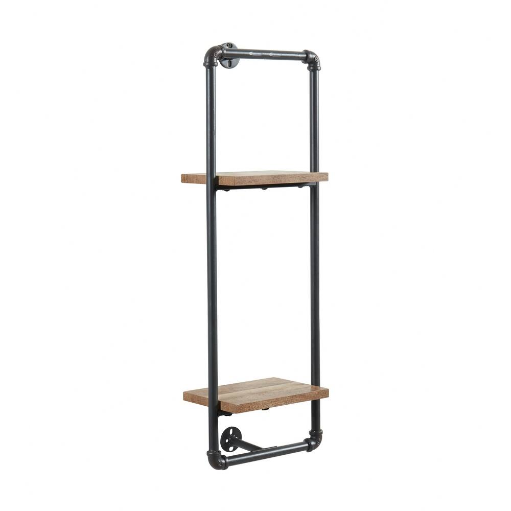 Romi Industrial Sand Black Metal Pipe Wall Shelf by Furniture of America