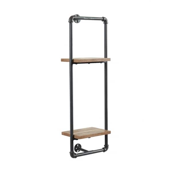 slide 2 of 3, Romi Industrial Sand Black Metal Pipe Wall Shelf by Furniture of America 11.75"W x 7.25"D x 32"H