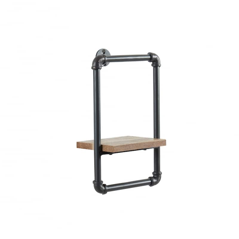 Romi Industrial Sand Black Metal Pipe Wall Shelf by Furniture of America - 10"W x 7.25"D x 16.25"H