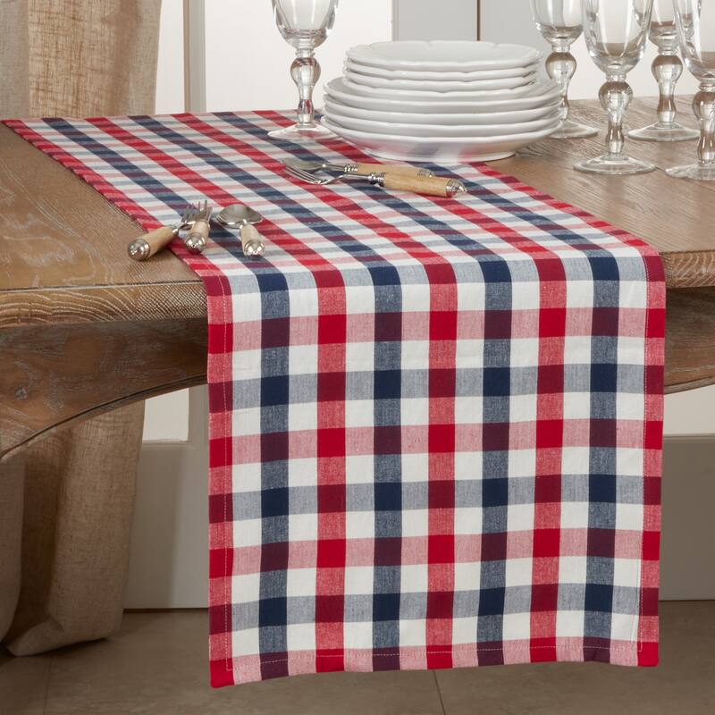 Gingham Check Cotton Table Runner