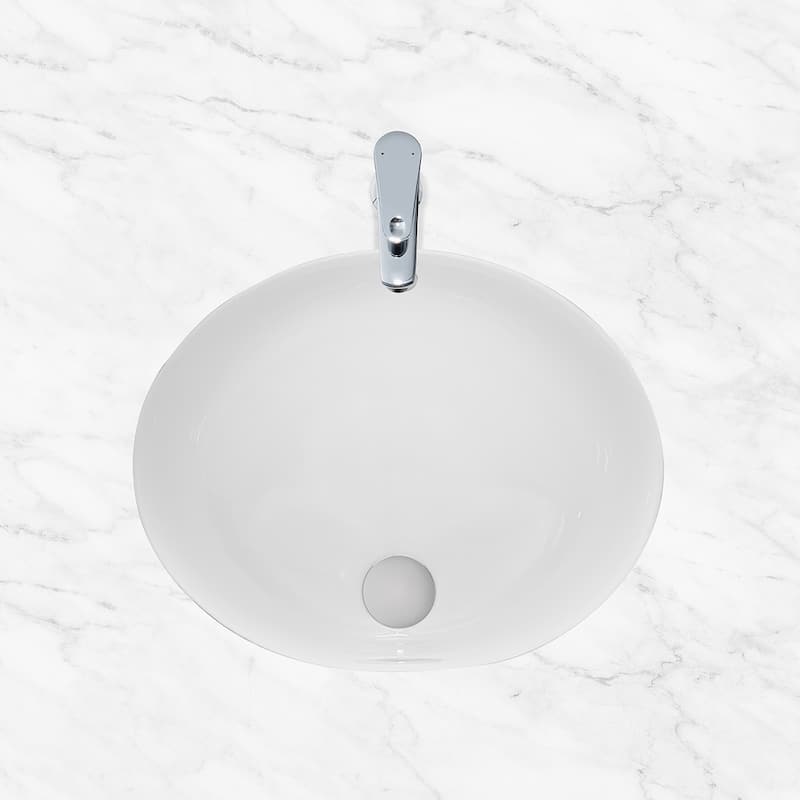 CB HOME Oval White Ceramic Under Mount Lavatory Vanity Bathroom Sink - 19''X15''X7''