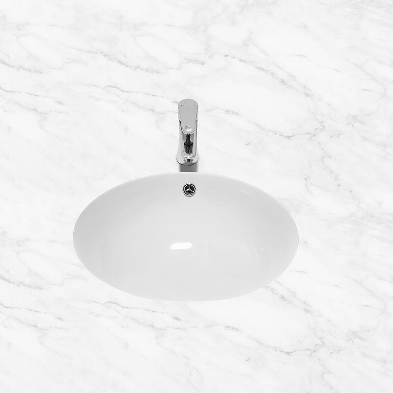 CB HOME Oval White Ceramic Under Mount Lavatory Vanity Bathroom Sink - 19''X15''X7''