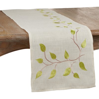 Table Runner With Embroidered Vine Design