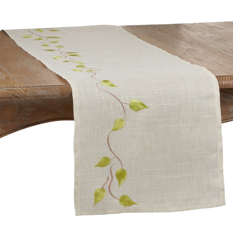 Table Runner With Embroidered Vine Design