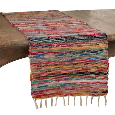 Chindi Table Runner With Multi-Colored Design