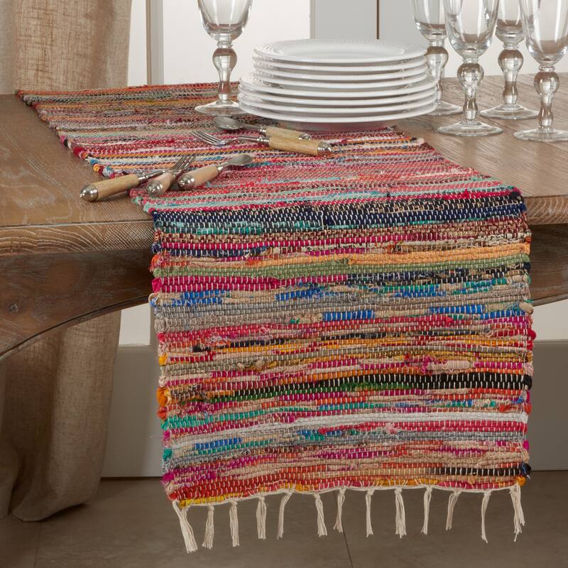 Chindi Table Runner With Multi-Colored Design