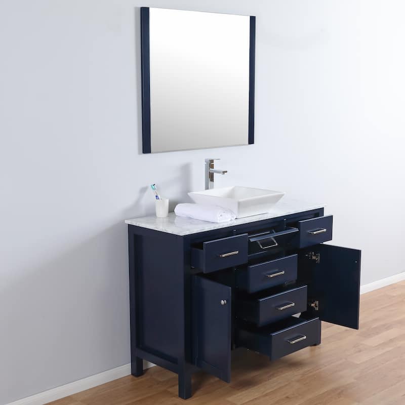 Laguna 48" Freestanding Vanity with Marble Top and Ceramic Basin in Navy