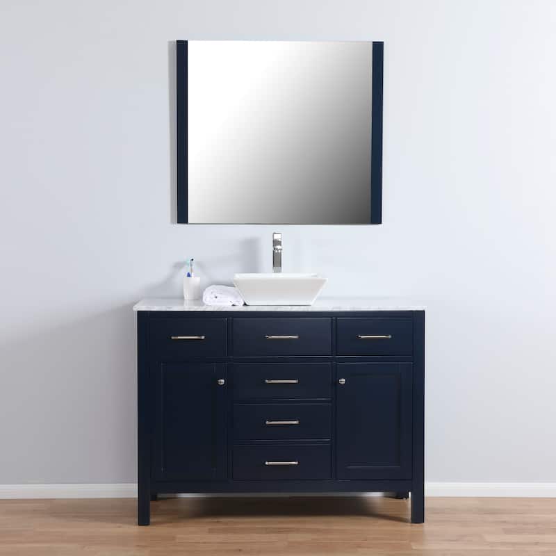 Laguna 48" Freestanding Vanity with Marble Top and Ceramic Basin in Navy