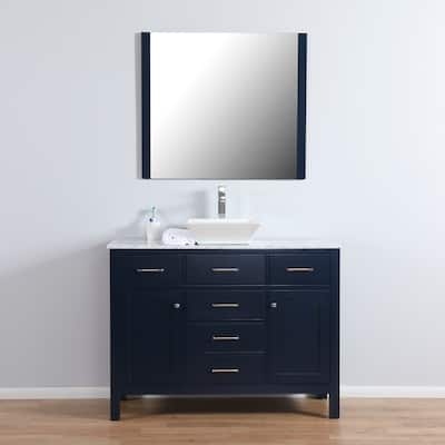 Laguna 48" Freestanding Vanity with Marble Top and Ceramic Basin in Navy