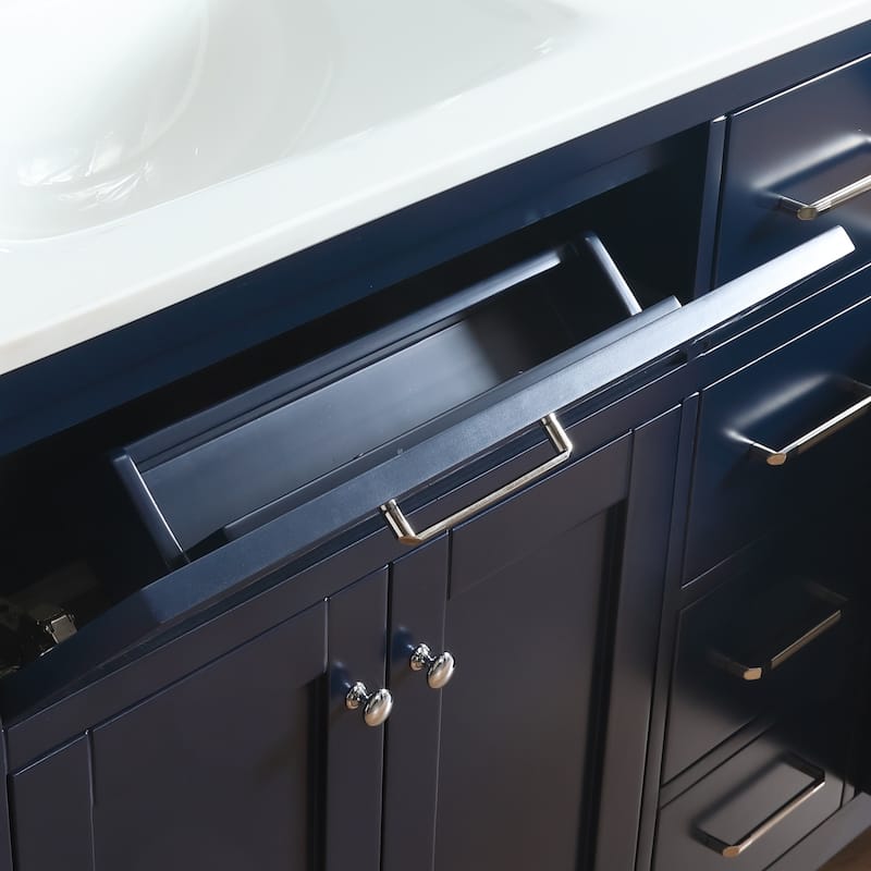 Laguna 48" Freestanding Vanity with Marble Top and Ceramic Basin in Navy