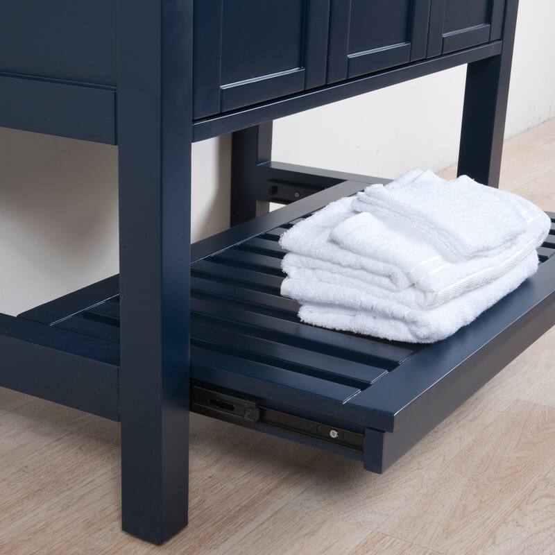 Manhattan 36" Freestanding Vanity with Ceramic Top in Navy