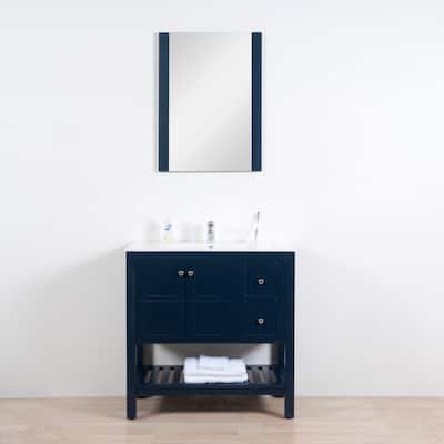 Manhattan 36" Freestanding Vanity with Ceramic Top in Navy