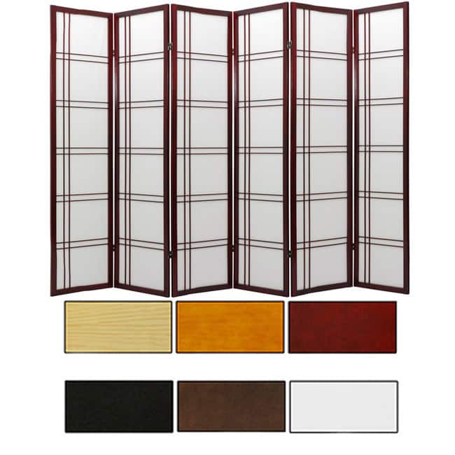 Handmade 3-Panel Wood and Rice Paper Double Cross Shoji Screen