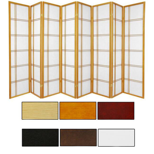 Handmade 3-Panel Wood and Rice Paper Double Cross Shoji Screen