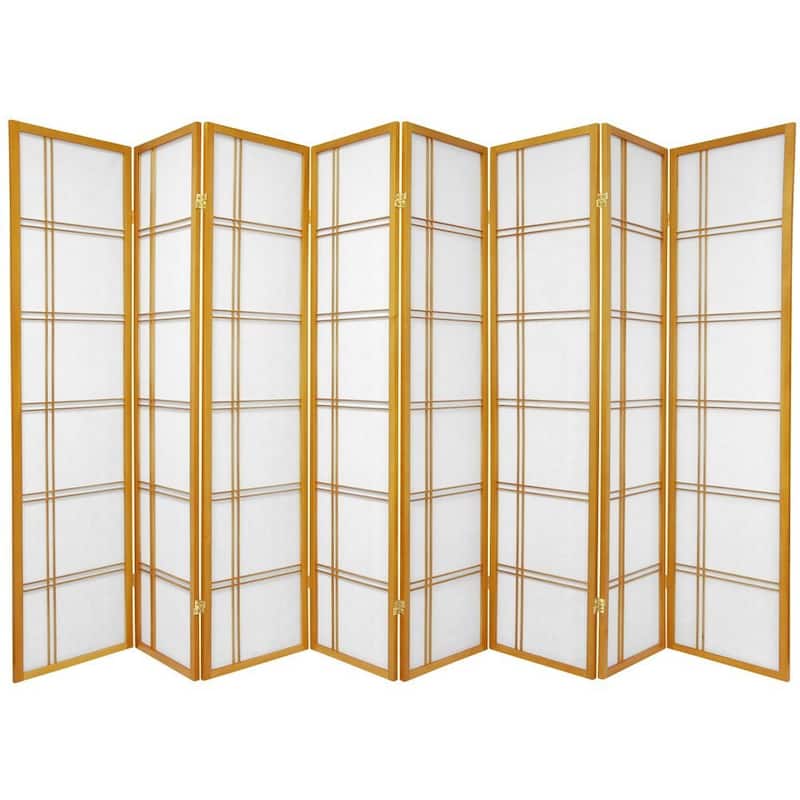 Handmade 3-Panel Wood and Rice Paper Double Cross Shoji Screen