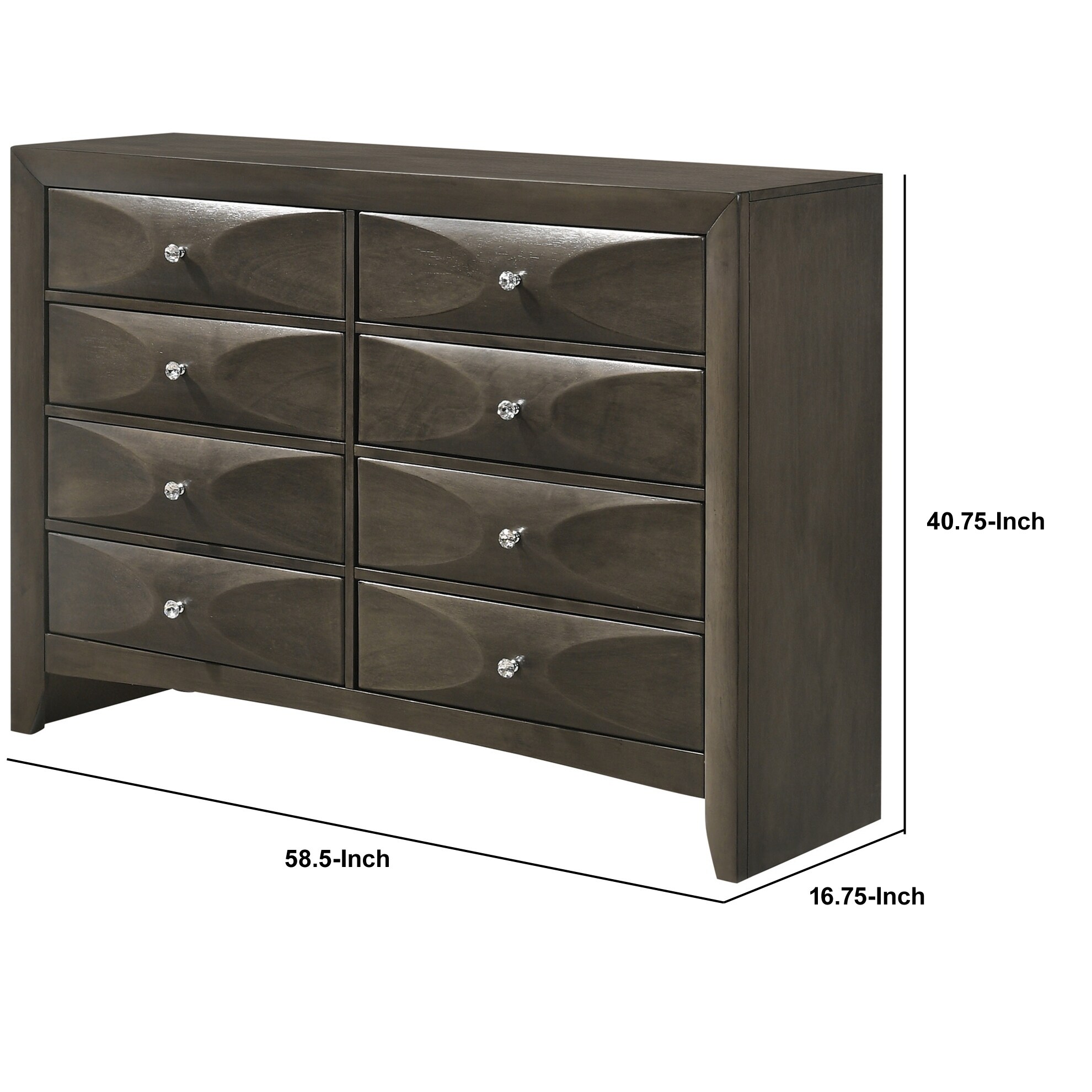 Shop Wooden Dresser With 8 Spacious Drawers And Accent Knobs Gray