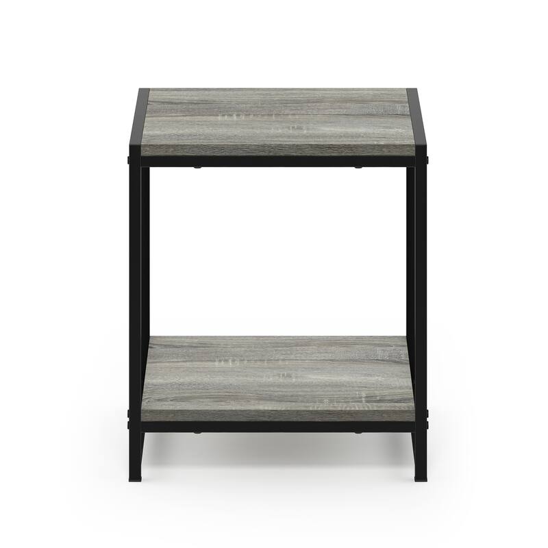 Furinno Camnus Modern Living 2-Tier End Table - French Oak Grey