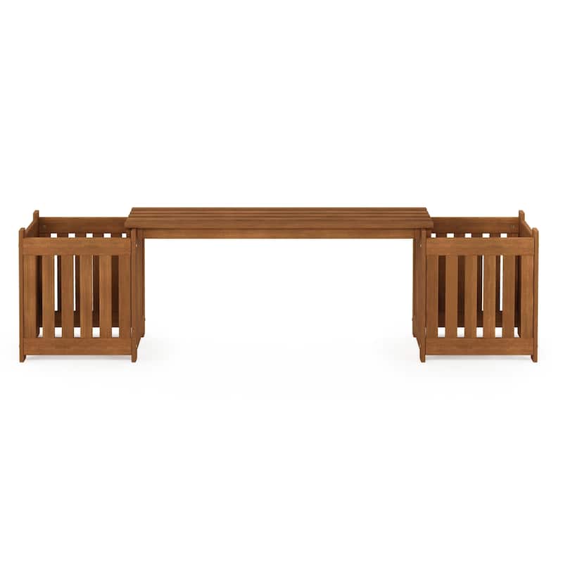 Furinno Tioman Outdoor Hardwood Lifestyle Planter Box with Seater