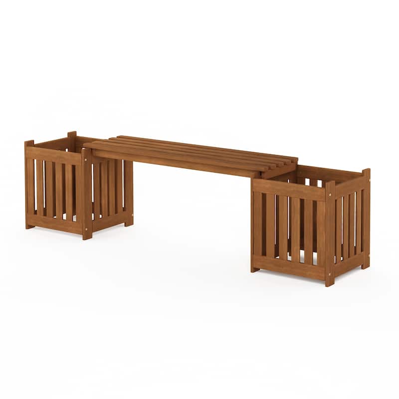 Furinno Tioman Outdoor Hardwood Lifestyle Planter Box with Seater