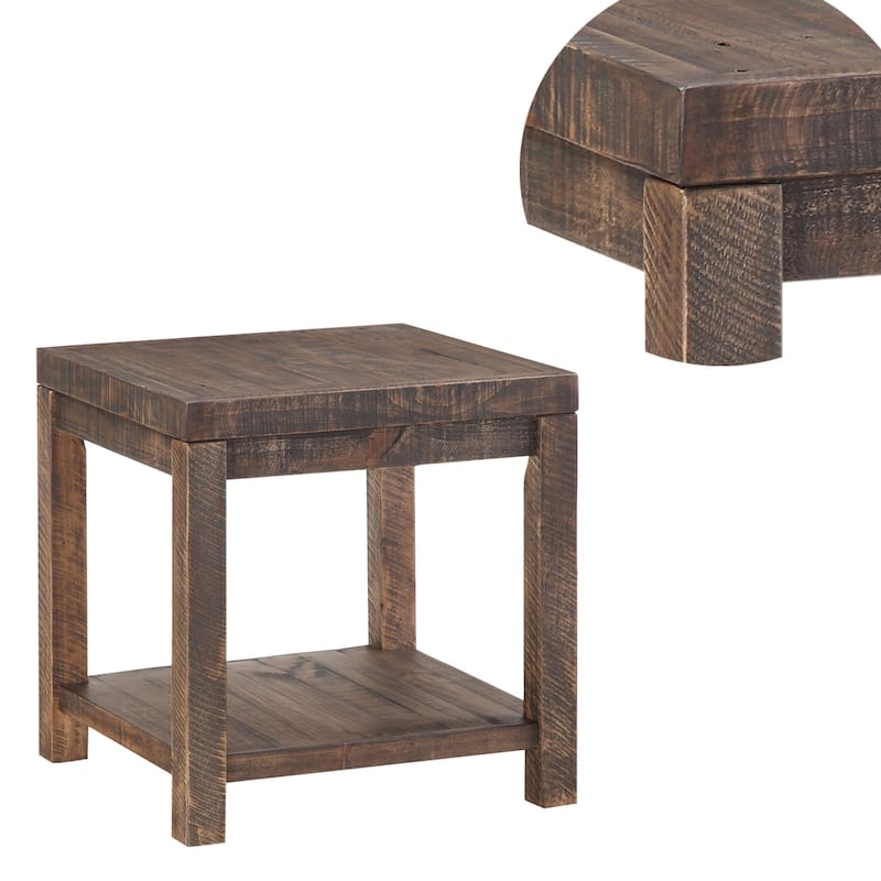 Wooden End Table with One Shelf, Taupe Brown
