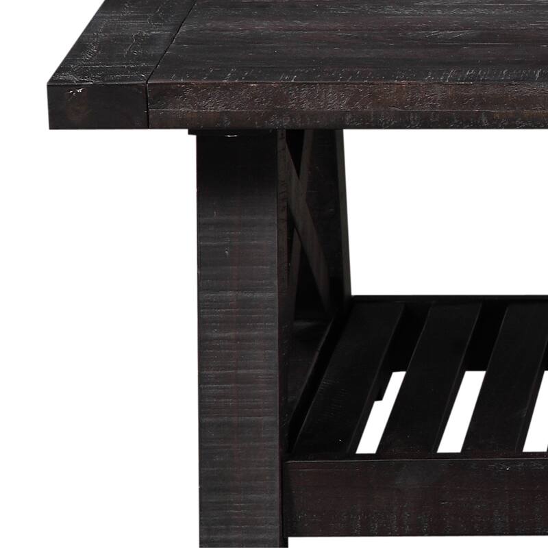 Pine Wood Coffee Table with Exposed Hardware, Brown