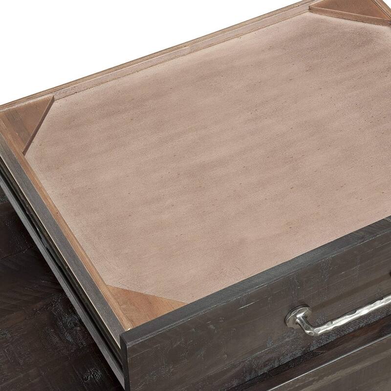 Wooden Nightstand with Two Drawers and One Pull Out Tray, Gray